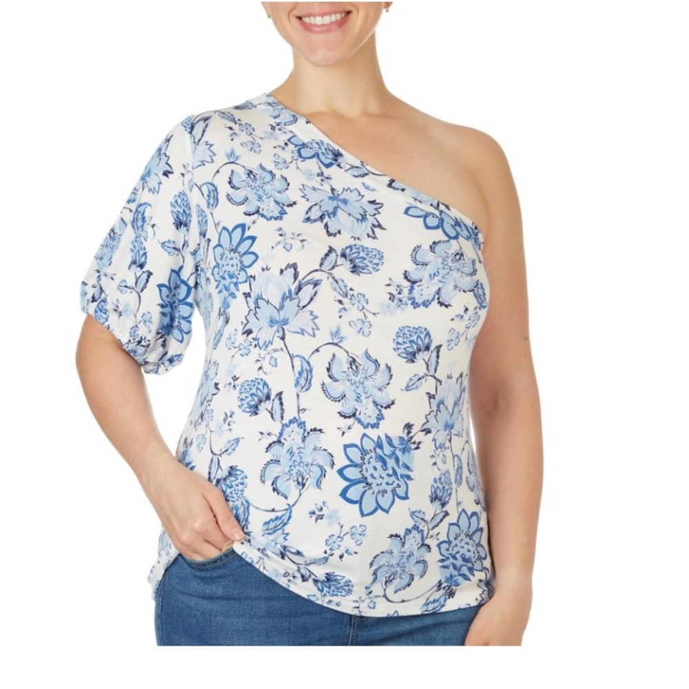 Cooper & Ella Womens Floral One Shoulder Top